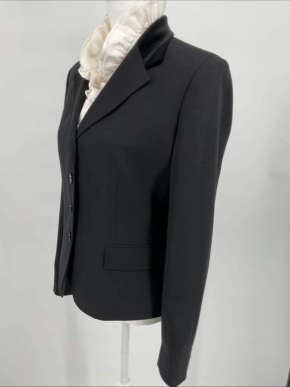 Lauren Ralph Lauren Black Wool Blazer Velvet Collar Tailored Equestrian Size 6 - Picture 4 of 13